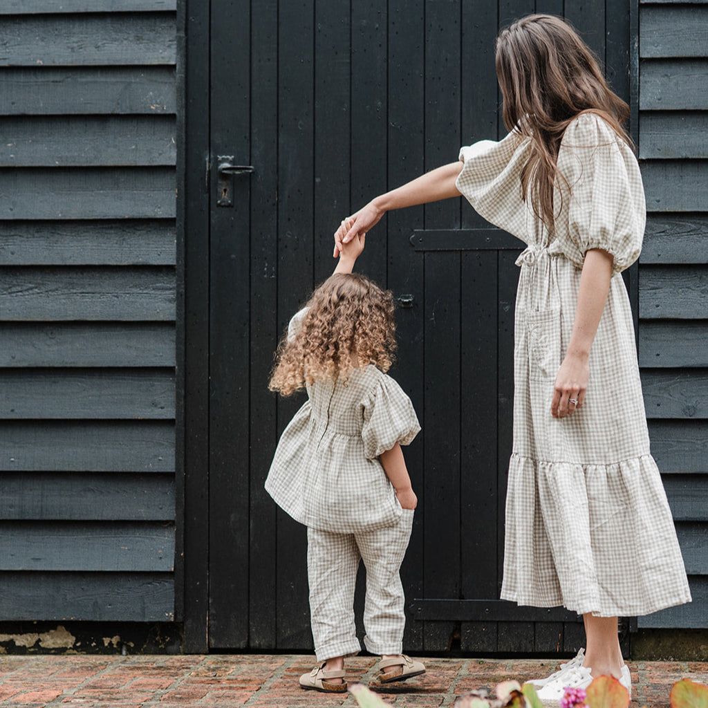 The Cicely Beige Gingham Blouse