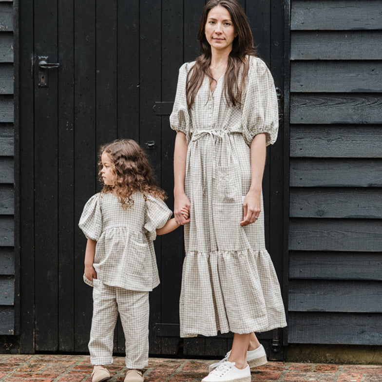 The Cicely Beige Gingham Blouse