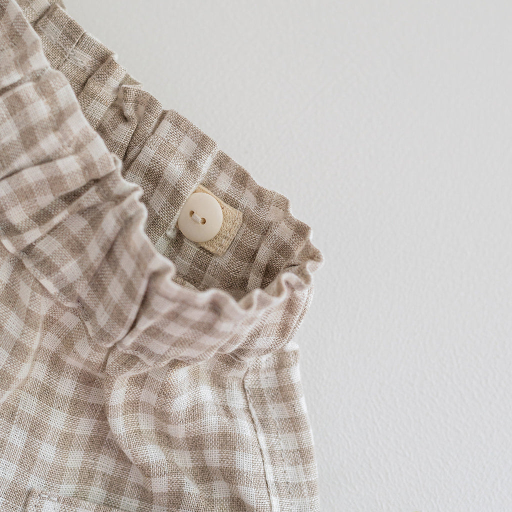 The Noe Beige Gingham Jeans